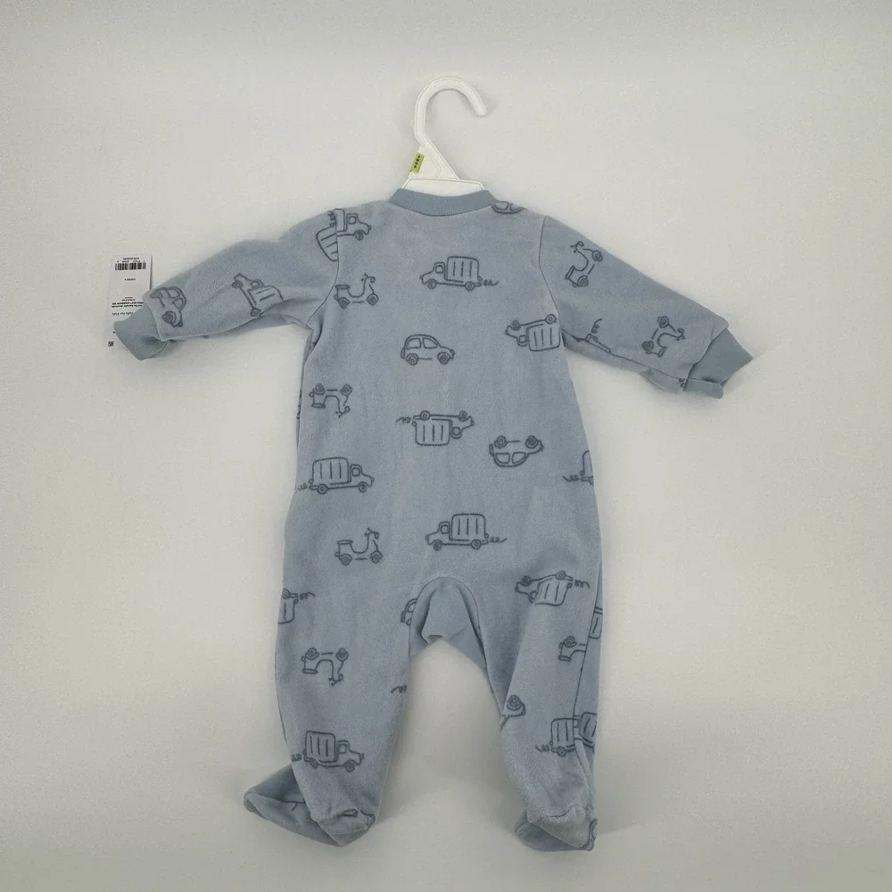Carter's Baby Boy 'Little Brother' Car Print Fleece Sleep & Play‎ Pajamas Blue